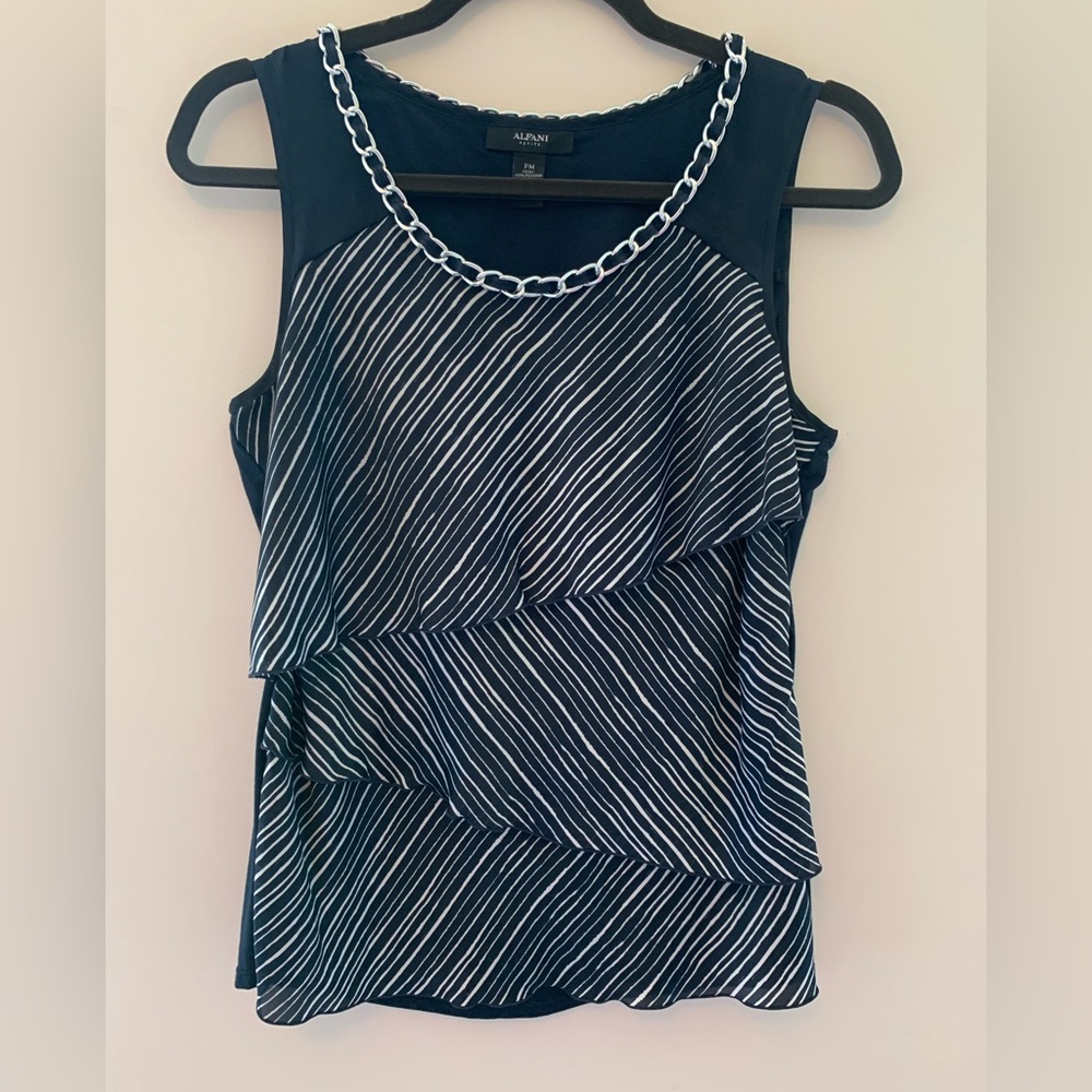 Navy & white tiered tank